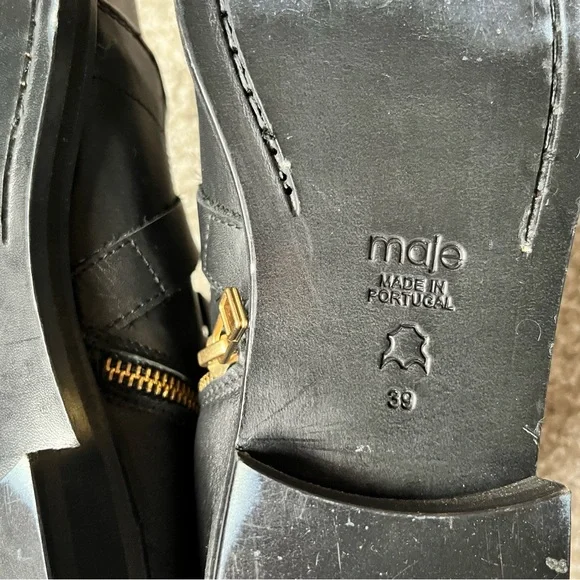 NEW Maje Leather Ankle Boots Black 39 - Picture 11 of 12
